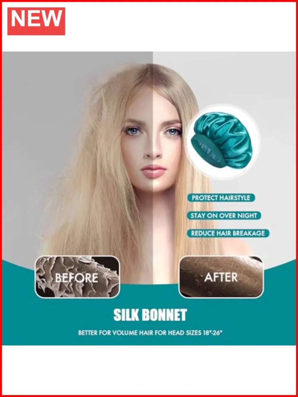 Double Layer Satin Sleep Cap for Curly Hair – Silk Bonnet Hair Protection